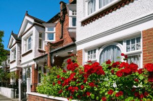 Row of Typical English Terraced Houses at London.